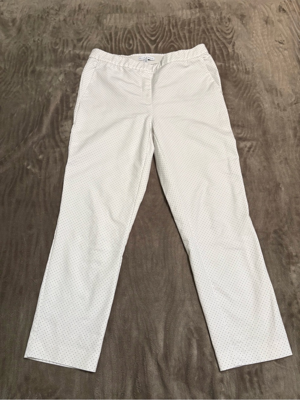 Maison d’Amelie White Polka Dot Straight Leg Pants